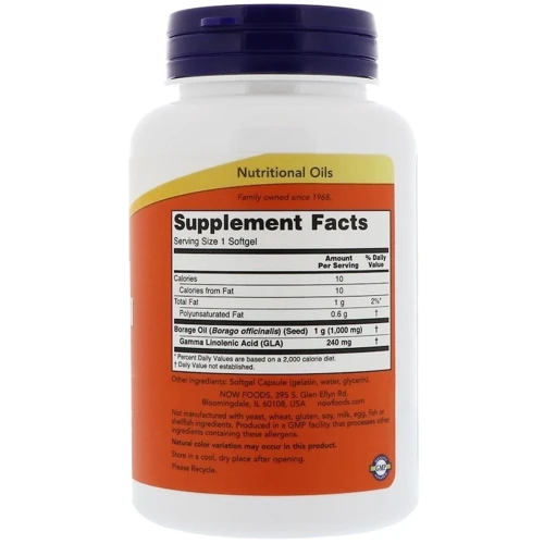 NOW Foods Borage Oil 1000 mg 60 caps (Масло огуречника)