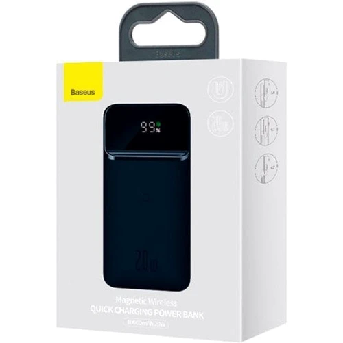 Зовнішній акумулятор Baseus Power Bank 10000mAh Wireless Charger Magnetic 20W Blue (PPMT-03): Вбудований кабель немає