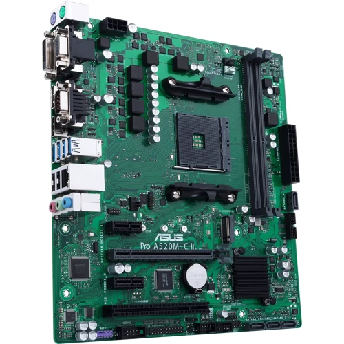 ASUS PRO A520M-C II/CSM: Разъемы на плате USB 3.2 Gen 1, USB 2.0, SATA 3.0, M.2