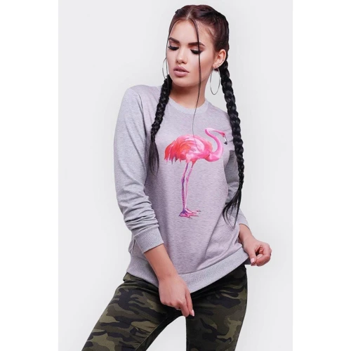 Свитшот FashionUp KF-1587C-44 44 серый с принтом