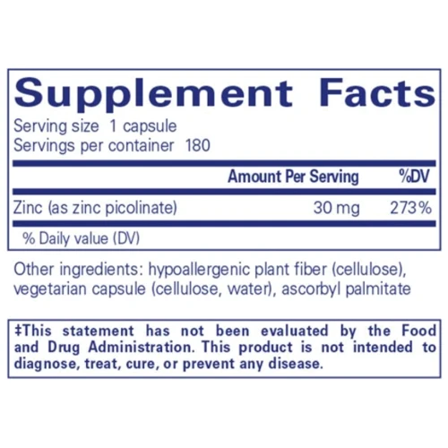 Pure Encapsulations Zinc Цинк 30 мг 180 капсул: Тип Цинк