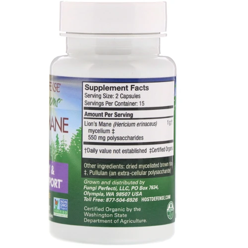 Fungi Perfecti Lion's Mane Memory & Nerve Support 30 Caps (FPI-03161): Пол Унисекс