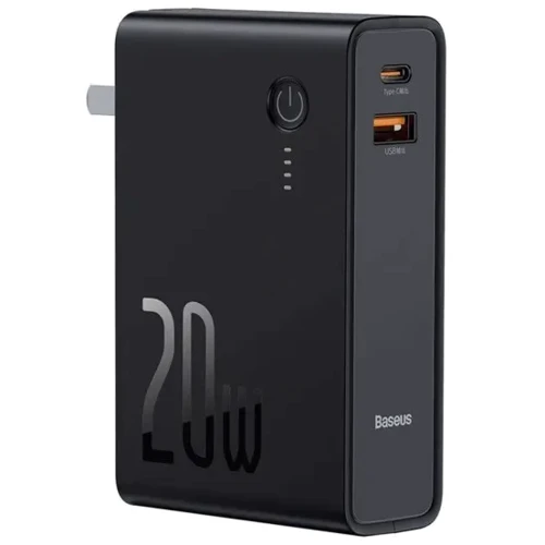 Зарядное устройство Baseus Wall Charger USB+USB-C Power Station 2 + Power Bank 10000mAh 20W CN Black (PPNL010001)