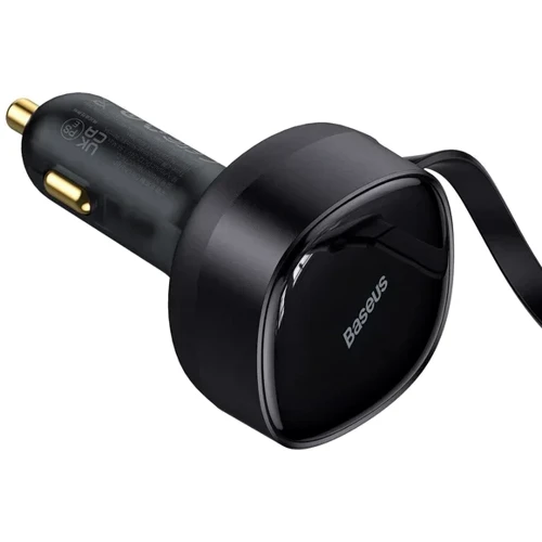 Зарядний пристрій Baseus Car Charger Retractable USB-C+Lightning 30W Black (CGTX000001): Кабель в комплекті Lightning, USB-C