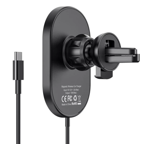 Держатель Hoco Car Holder Air Ven iDeal MagSafe Wireless 15W Black (CA90) for iPhone 16 I 15 I 14 I 13 I 12 series : Тип автомобильный