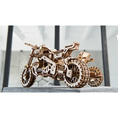 Механічний 3D пазл Ugears Мотоцикл Scramber з коляскою (6336921) фото 24