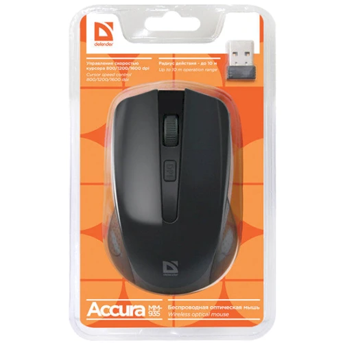 Мишка Defender Accura MM-935 Black (52935): Ергономіка симметричная для левшей