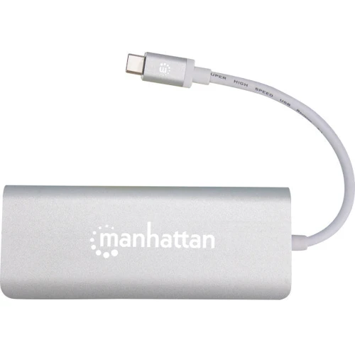 Адаптер Intracom Adapter Manhattan USB-C to HDMI+2xUSB3.0+RJ45+SD PD Silver фото 4