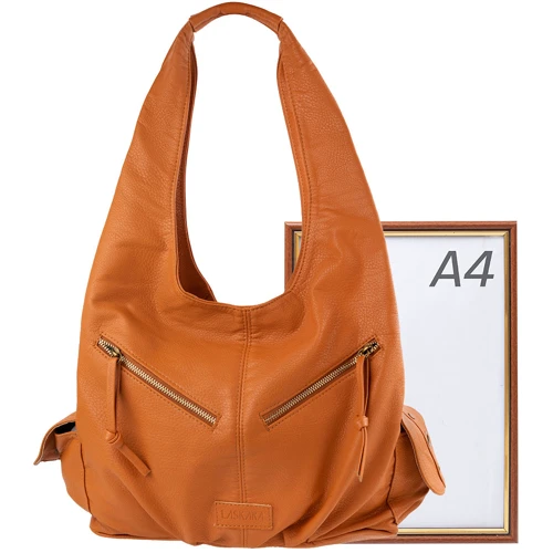 Женская сумка хобо Laskara коричневая (LK-10239-cognac): Тип Сумки