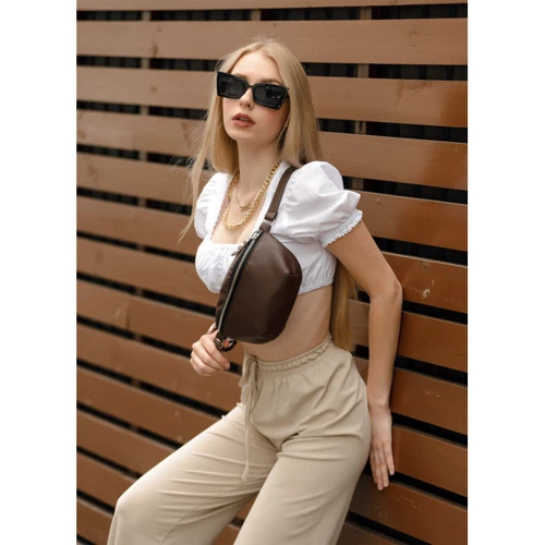 Жіноча поясна сумка Sambag Polo SQO шоколадна (86123020): Стать Женский