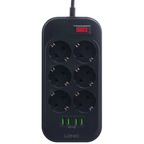 Сетевой фильтр LDNIO SE6403, 6 розеток+4USB (SE6403)