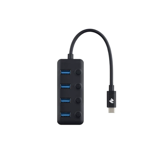 Адаптер 2E Adapter USB-C to 4xUSB3.0 with Switch 0.25m HUB Black (2E-W1406): Интерфейс подключения USB-C