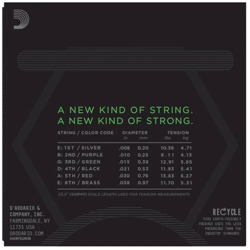 Струна для гитар Струны D`ADDARIO NYXL0838 EXTRA SUPER LIGHT (08-38): Назначение Для электрогитары