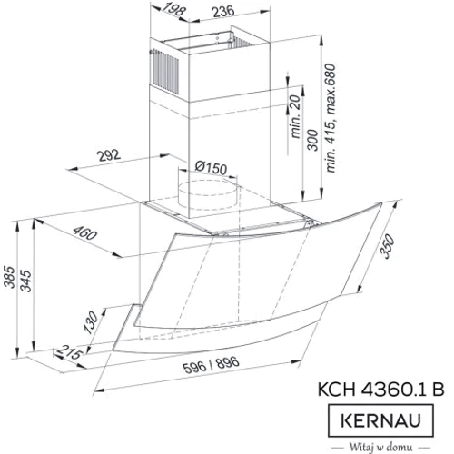 Вытяжка KERNAU KCH 4360.1 B: Тип воздухоочистителя Рециркуляция, Отвод