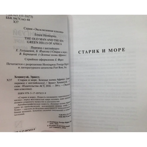Старик и море. Зеленые холмы Африки: Количество страниц 384