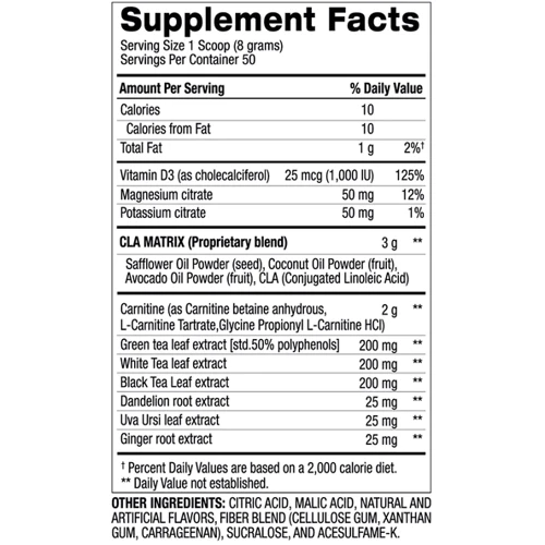 Жироспалювач BPI CLA PLUS CARNITINE Shredded 400 g /50 servings/Tropical Mango: Стать Унисекс