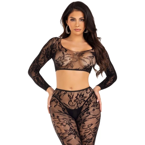 Комплект Leg Avenue Crop top & footless tights Black One Size
