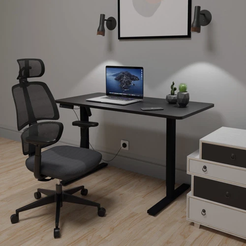Комплект Mealux PowerDesk Lite Black + Leo Air Plus Grey стол и стул (EVO-201 Lite B/B +Y 546 KBG)