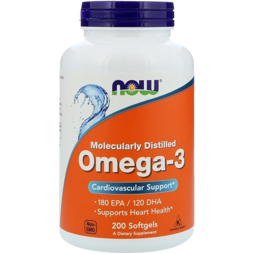 NOW Foods Omega-3 Molecularly Distilled Softgels 200 caps