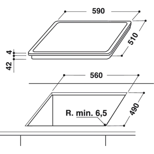Варочная поверхность электрическая Whirlpool AKT 8900 BA: Размеры для встраивания 56х49 см