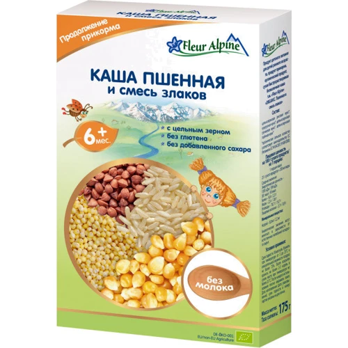Каша пшеничная смесь злаков безмолочная, 175 г (4006303632111)