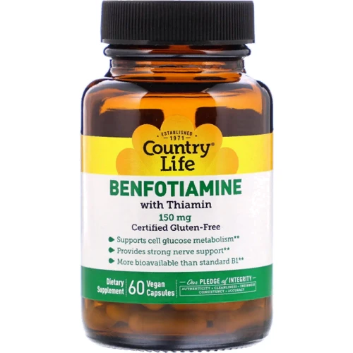 Country Life Benfotiamine with Coenzyme B1 150 mg 60 Veggie Caps Бенфотіамін c коензімную В1