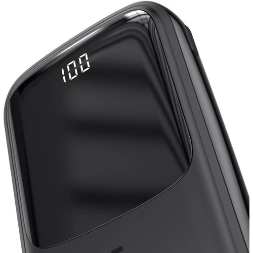Внешний аккумулятор Baseus Power Bank 20000mAh with USB-C Cable Q Pow Display 15W Black (PPQD-A01): Особенности Встроенный кабель, С дисплеем, Индикатор заряда, быстрая зарядка