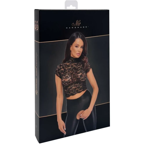 Топ Noir Handmade F303 Essence lace top with high collar Вlack, XXL