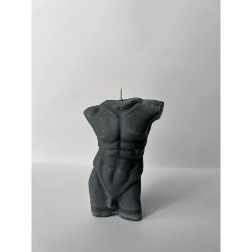 Свеча в виде торса мужчины Glowing fire, 10х5 см (серый)