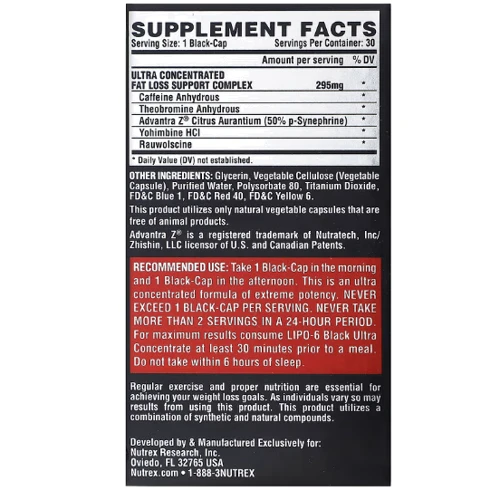 Жиросжигатель Nutrex Research Lipo-6 Black Ultra Concentrate 30 caps / 30 servings: Вкус Без вкуса