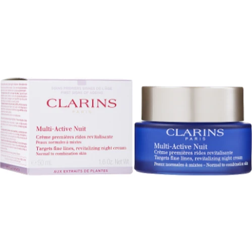 Clarins Multi-Active Nuit Targets Fine Lines, Revitalizing Night Cream Крем для лица для нормальной, комбинированной кожи ночной 50 ml: Время применения Ночной