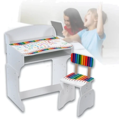 Детская парта со стульчиком Bambi Карандаши с украинским алфавитом (M 301-4)