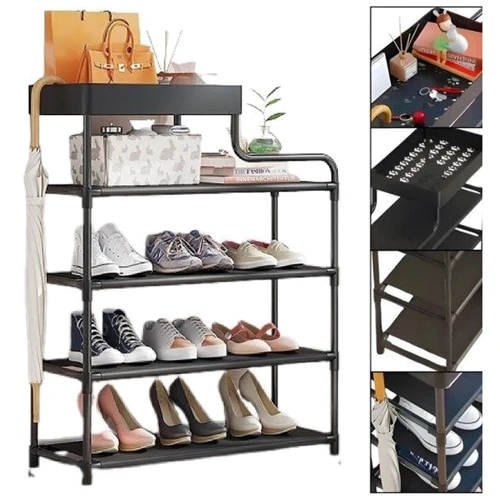 Полиця для взуття Stenson 4 яруси 59x21.5x83 см (R97630 black): Встановлення На пол
