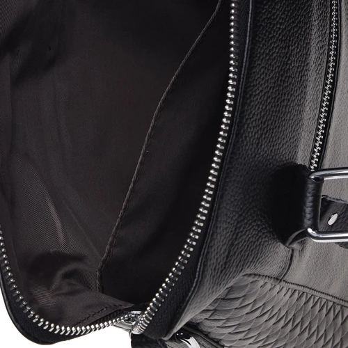 Мужская сумка через плечо Borsa Leather черная (k19117-2-black): Застежка Молния
