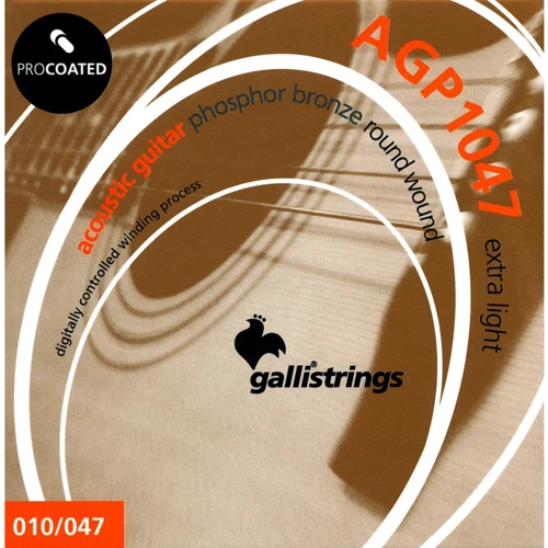 Струна для гитар Струны для акустической гитары Gallistrings AGP1047 EXTRA LIGHT