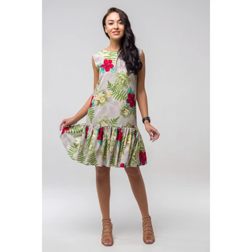 Платье FLFashion Эллочка ППЭ 2331 48 бежевое повседневное до середины бедра