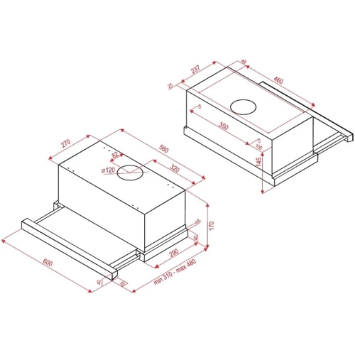 Вытяжка Perfelli TL 612 RED: Рекомендуемая площадь помещения (при высоте 2,7 м), м² 16.5-20.5