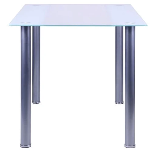 Стол AMF DT-58 1200x800x750 База алюм/Стекло прозрачное белая полоса: Форма столешницы Прямоугольная