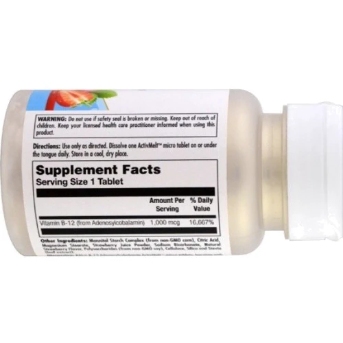 KAL B-12 Adenosylcobalamin Strawberry flavour 1000 mcg Витамин В12 со вкусом клубники 90 микро-таблеток: Тип Витамин B