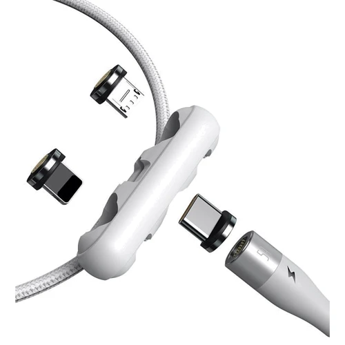 Кабель Baseus USB Cable to Lightning/microUSB/USB-C Zinc magnetic Safe Fast Charging Data 1m White (CA1T3-B02) фото 4