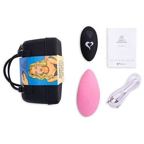 Вибратор в трусики FeelzToys Panty Vibrator Pink с пультом ДУ + сумочка-чехол