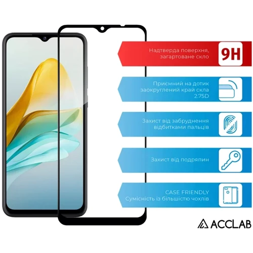 ACCLAB Tempered Glass Full Glue Black для ZTE Blade A53: Колір черный