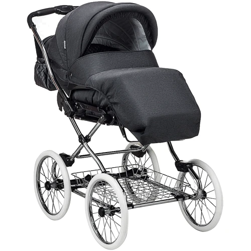 Коляска 2 в 1 класична Roan Marita Prestige (14 "білі колеса, хром рама) P231 графіт - графітова (шкіра) перламутр (624730): Можливість встановлення люльки є