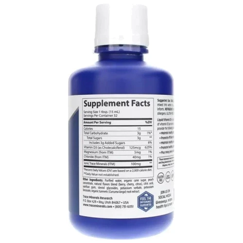 Trace Minerals Liquid vitamin D3 5000 IU Жидкий витамин Д3 со вкусом тропической вишни 473 мл: Тип Витамин D