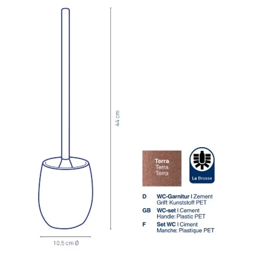 Ершик для унитаза KELA Roda красная глина 44х10.5 см (23753)