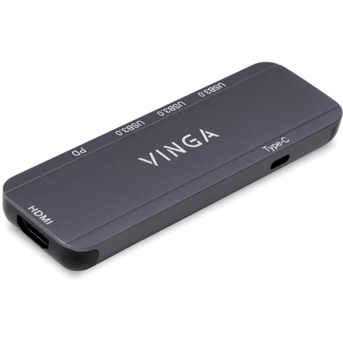 Адаптер Vinga Adapter USB-C to HDMI+3xUSB3.0+PD100W (VHYC6FC): Колір серый