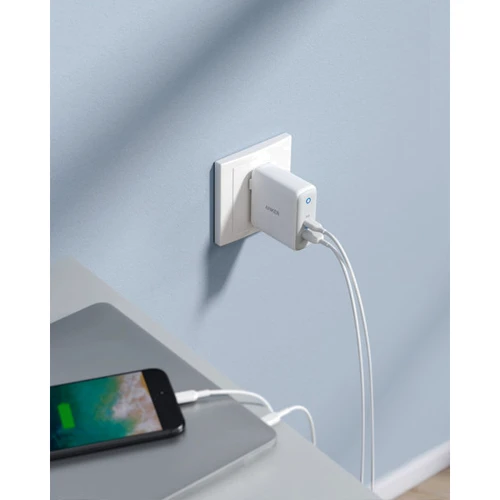 Зарядний пристрій ANKER USB Wall Charger PowerPort 2 PD 1xUSB-C/1xUSB Power IQ 2.0 White (A2321L21) фото 6