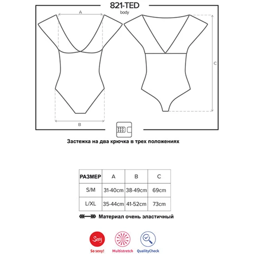 Эротическое боди с кружевом Obsessive 821-TED-1, L/XL