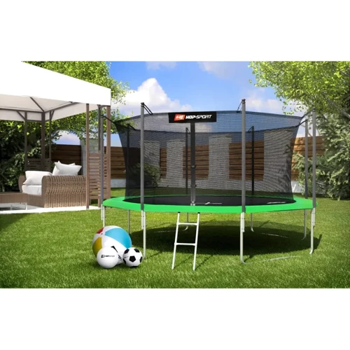 Батут Hop-Sport 14ft зелений із внутрішньою сіткою 427 см (5902308210479) фото 13