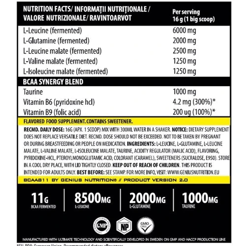 Аминокислота для спорта Genius Nutrition BCAA 8:1:1 400 g / 25 servings / Cola: Тип BCAA